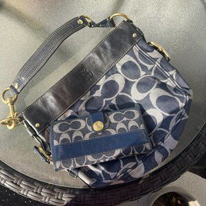 Coach Denim Zoe Signature Monogram Bag Purse and Wallet - Blue Jean Collection